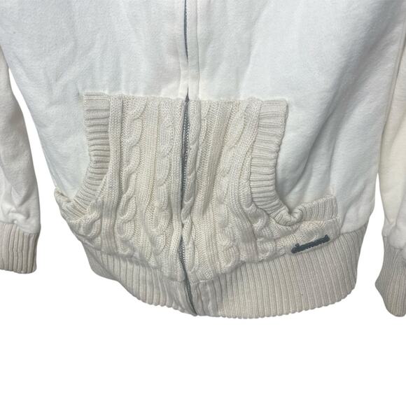 ELEMENT Cable Knit Hooded Sweater Jacket Polka Dot Lined Quilted Interior, M - Picture 2 of 7